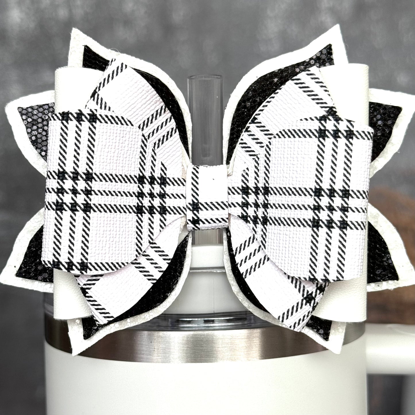 Farmhouse Plaid Tumbler Bow