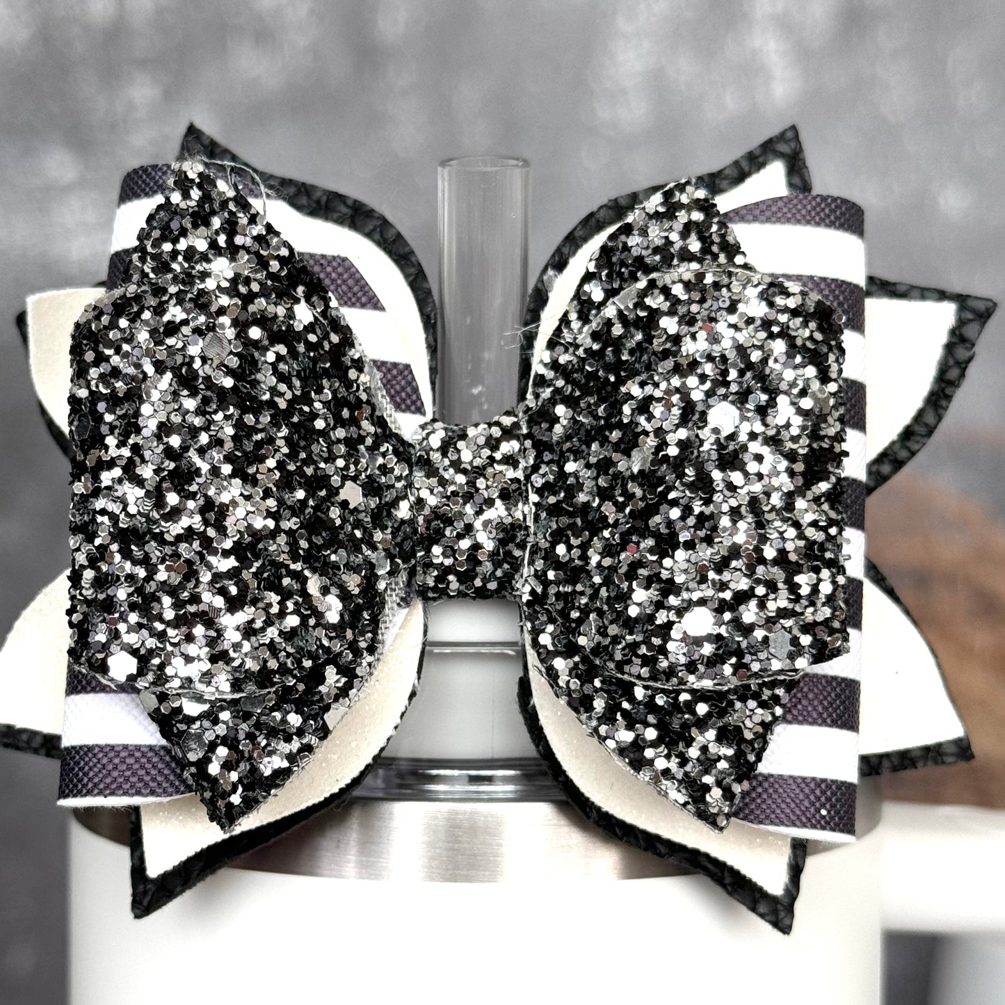 Glitter Stripes Tumbler Bow