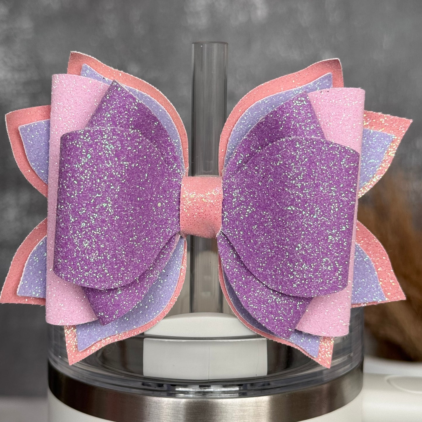Purple Glitter Tumbler Bow