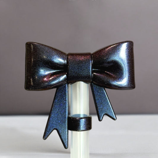 Dark Midnight Mirage 3D Bow Straw Topper