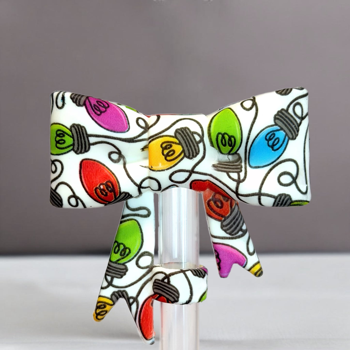 Christmas Lights 3D Bow Straw Topper