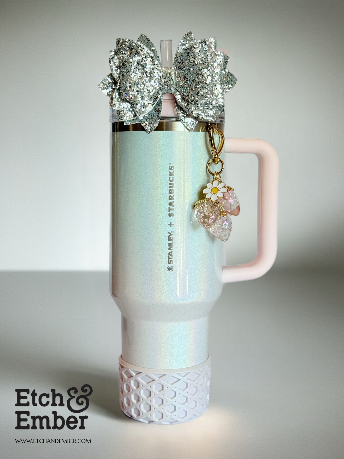 Light Pink Strawberry Charm - Tumbler Handle Charm