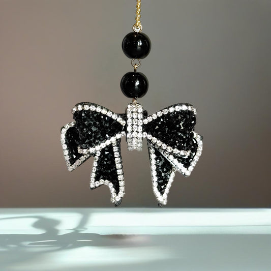 Black Bling Bow Charm - Tumbler Handle Charm