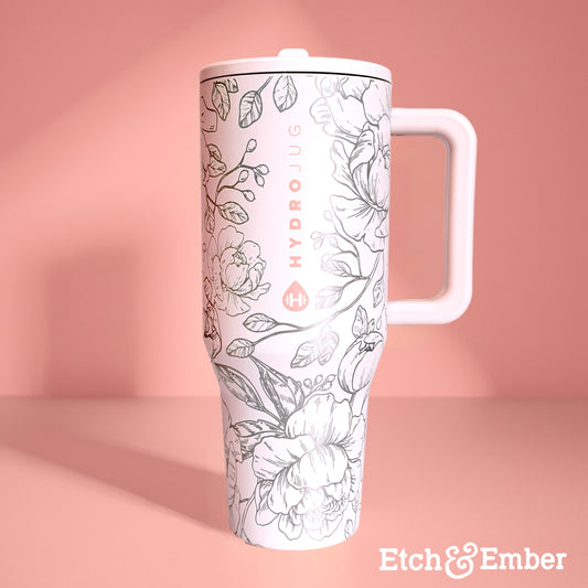 Pink Sand Peony Custom Engraved Hydrojug 40 oz