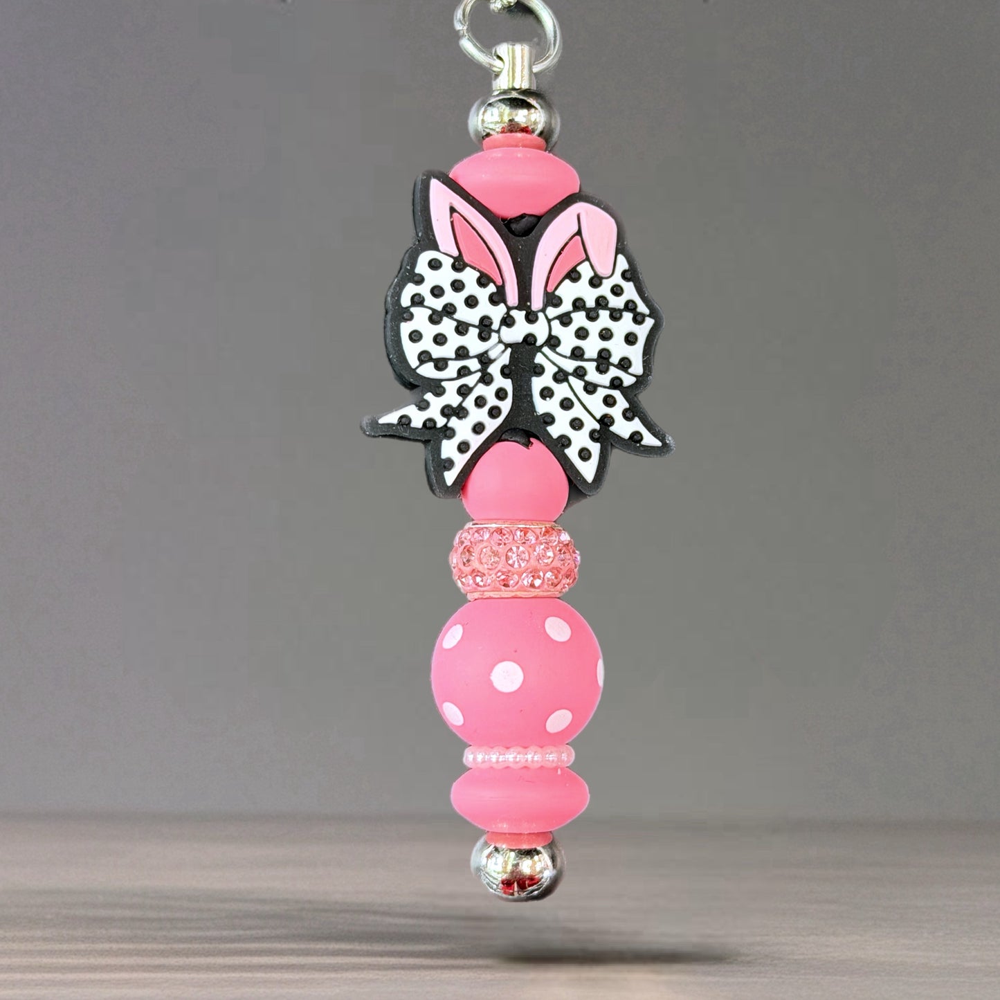 Polka Dot Bunny Bow Bar Charm - Tumbler Charm