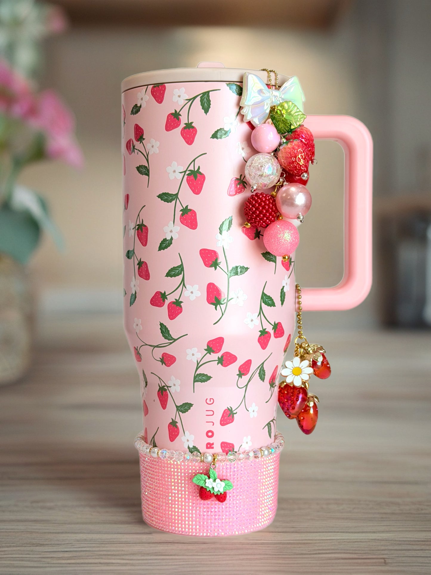 Deluxe Strawberry Charm - Tumbler Handle Charm