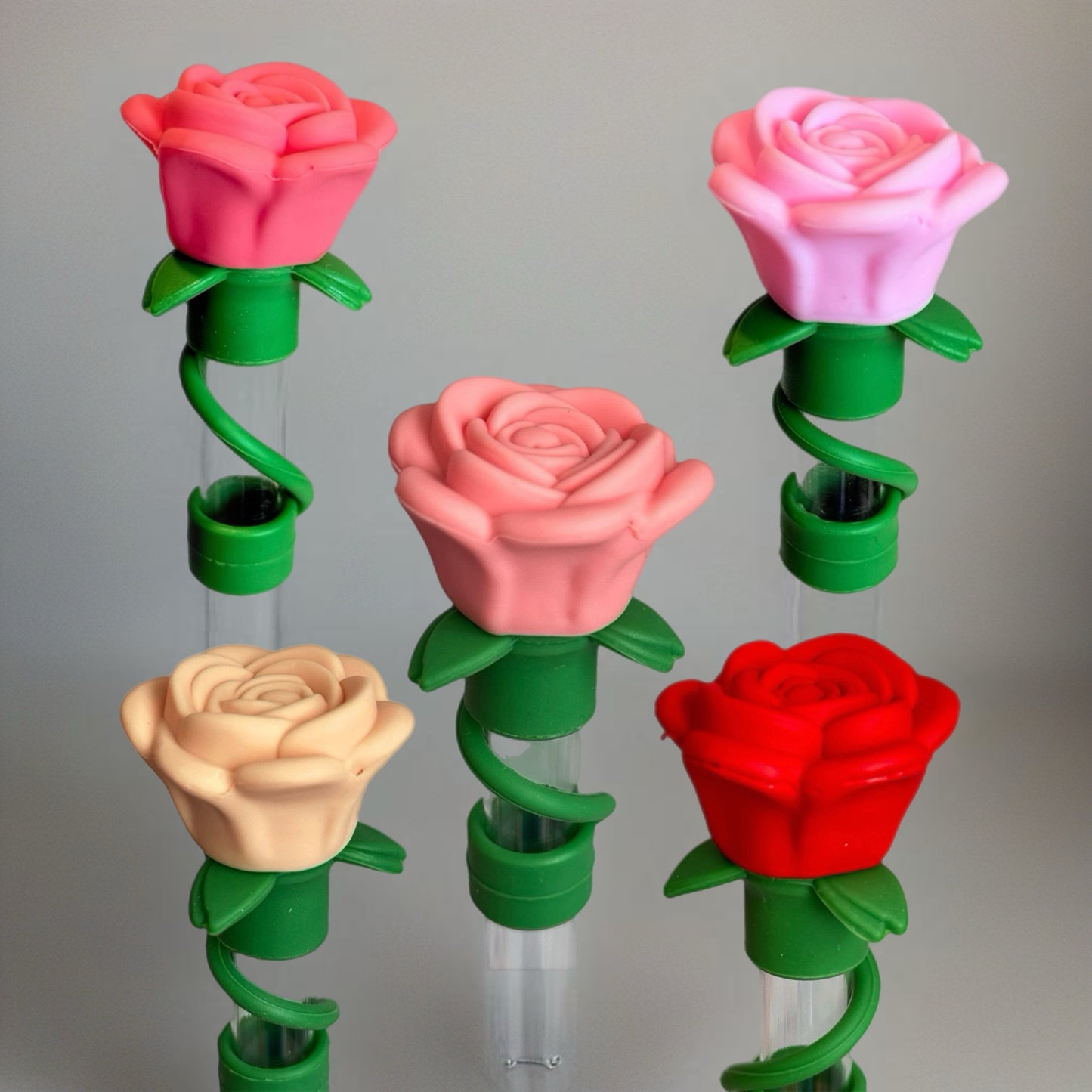 3D Rose Straw Toppers