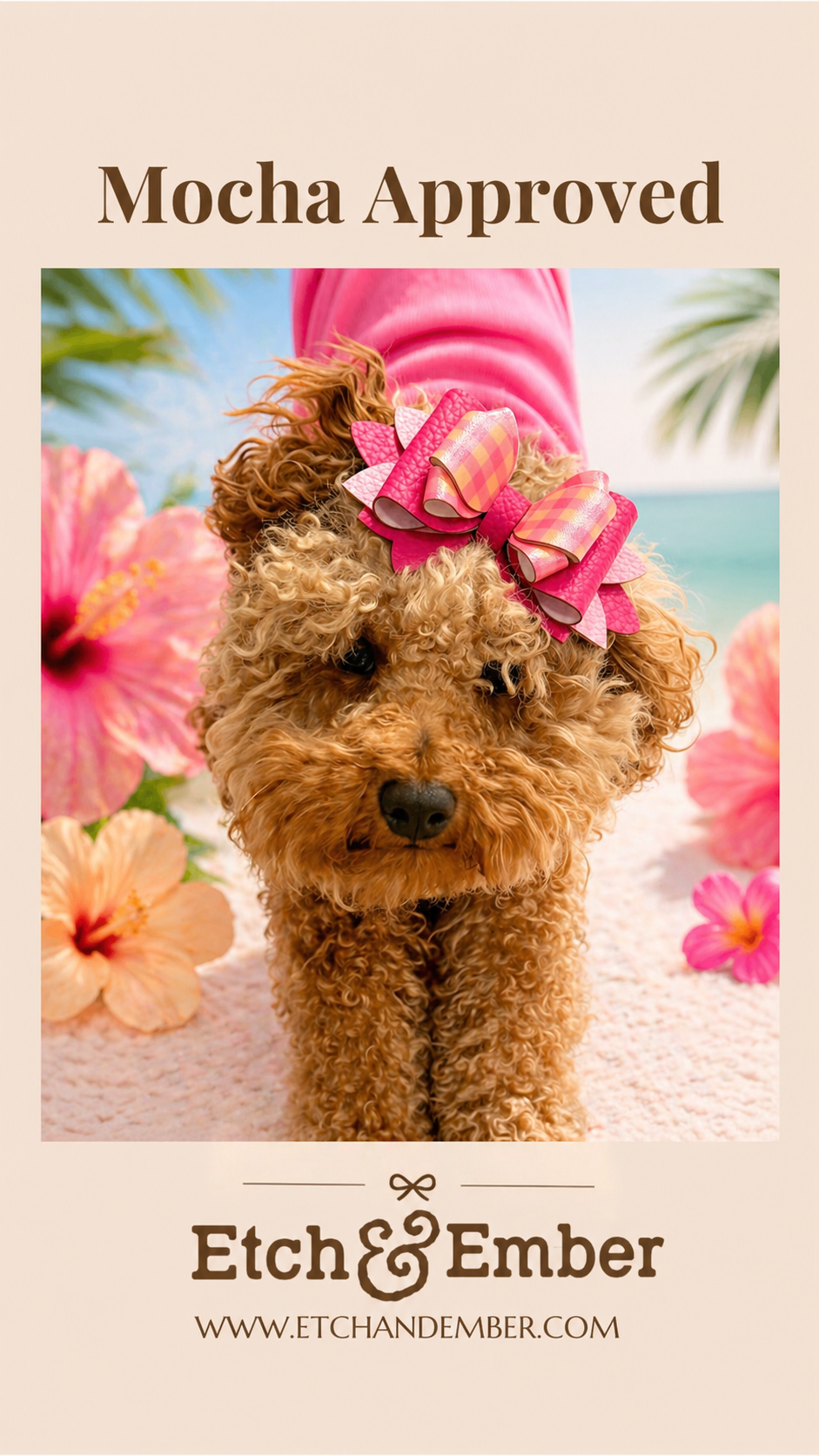 Peach Gingham VersaBow™ Universal Tumbler Bow