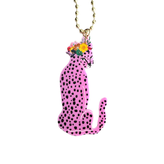 Pink Leopard Charm - Tumbler Handle Charm