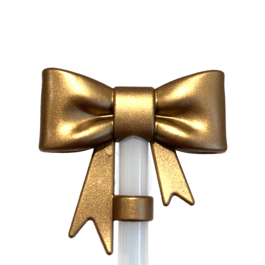 Bronze Metallic 3D Bow Straw Topper