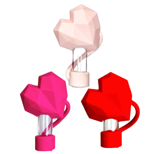 Faceted Heart Straw Toppers