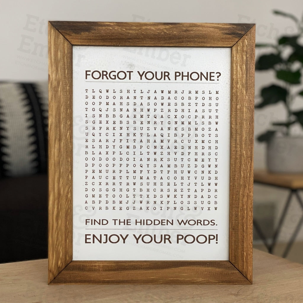 Bathroom Word Search- Rustic Wood Sign- Free Shipping Farmhouse Signs