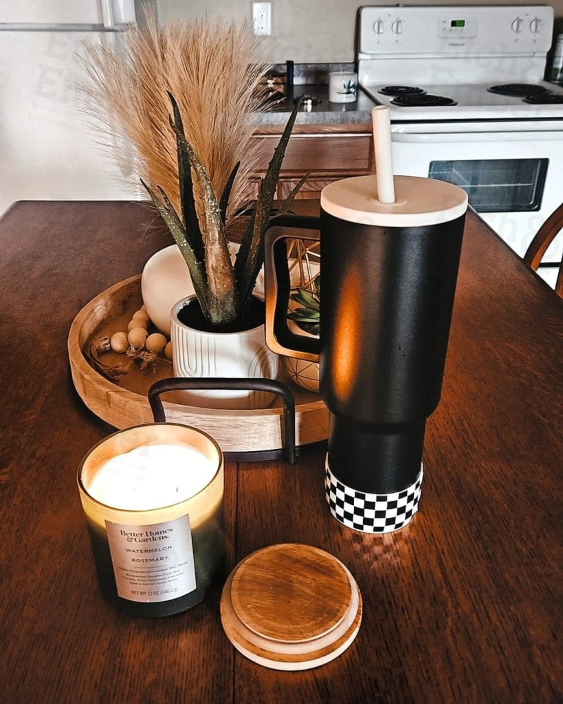 Black & White Checkers Tumbler Boot -Fits 20-40Oz