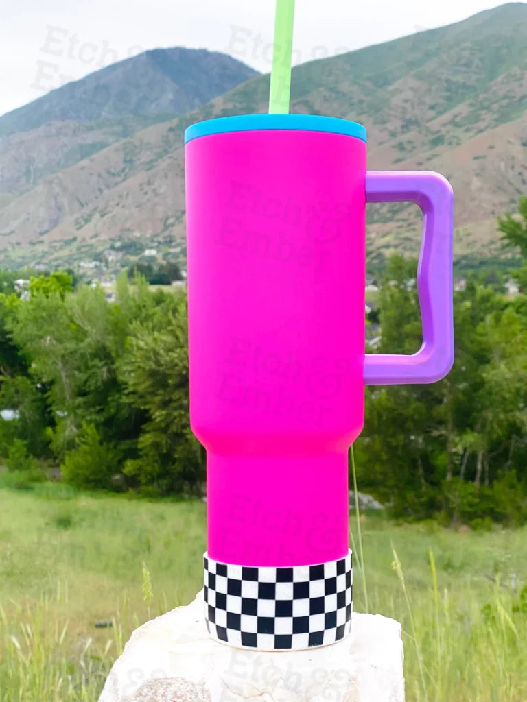 Black & White Checkers Tumbler Boot -Fits 20-40Oz