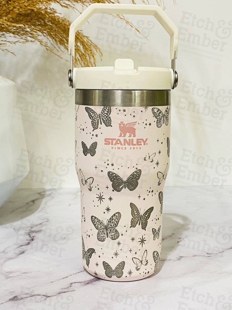 Butterflies Engraved Stanley 20 Oz Iceflow Flip Straw Tumbler Tumblers