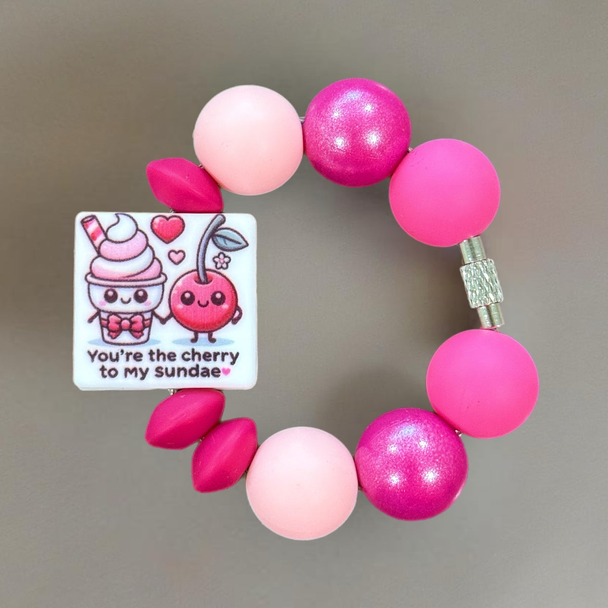 Cherry Sundae Handle Bracelet Tumbler Handle Charm for HydroJug