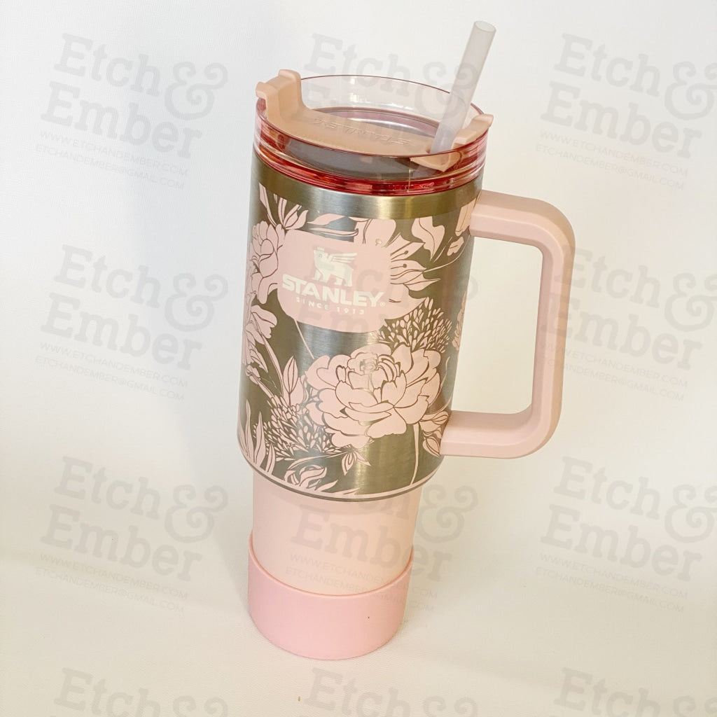 Floral Custom Stanley Adventure Quencher 40 Oz Tumbler Tumblers