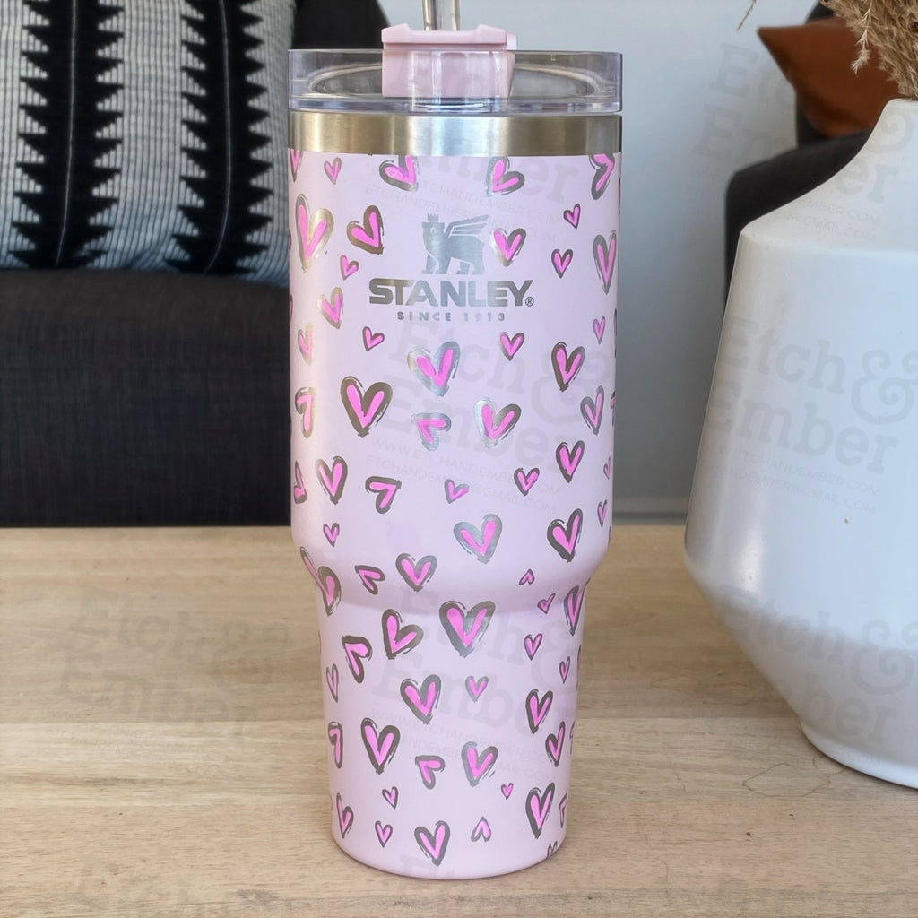 Hearts 30oz Stanley Tumbler – Etch and Ember