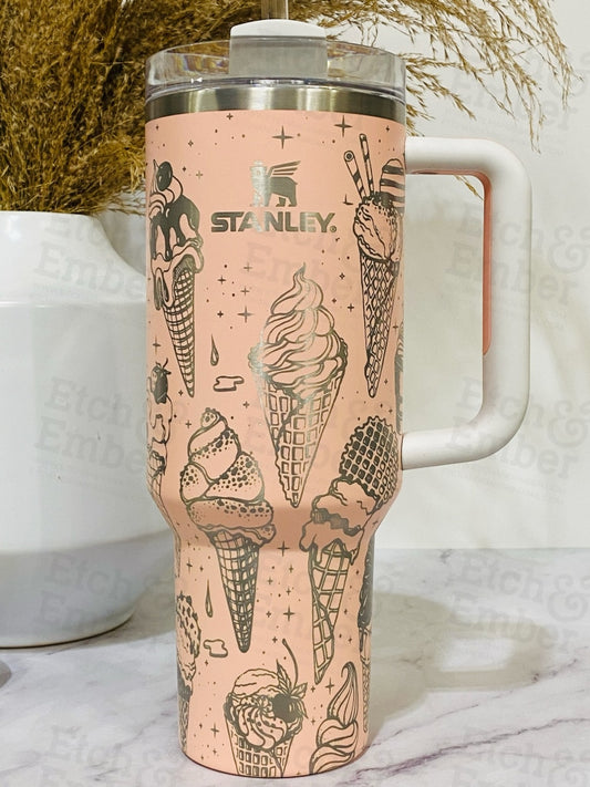 Ice Cream Custom Stanley Adventure Quencher 40 Oz Tumbler Tumblers