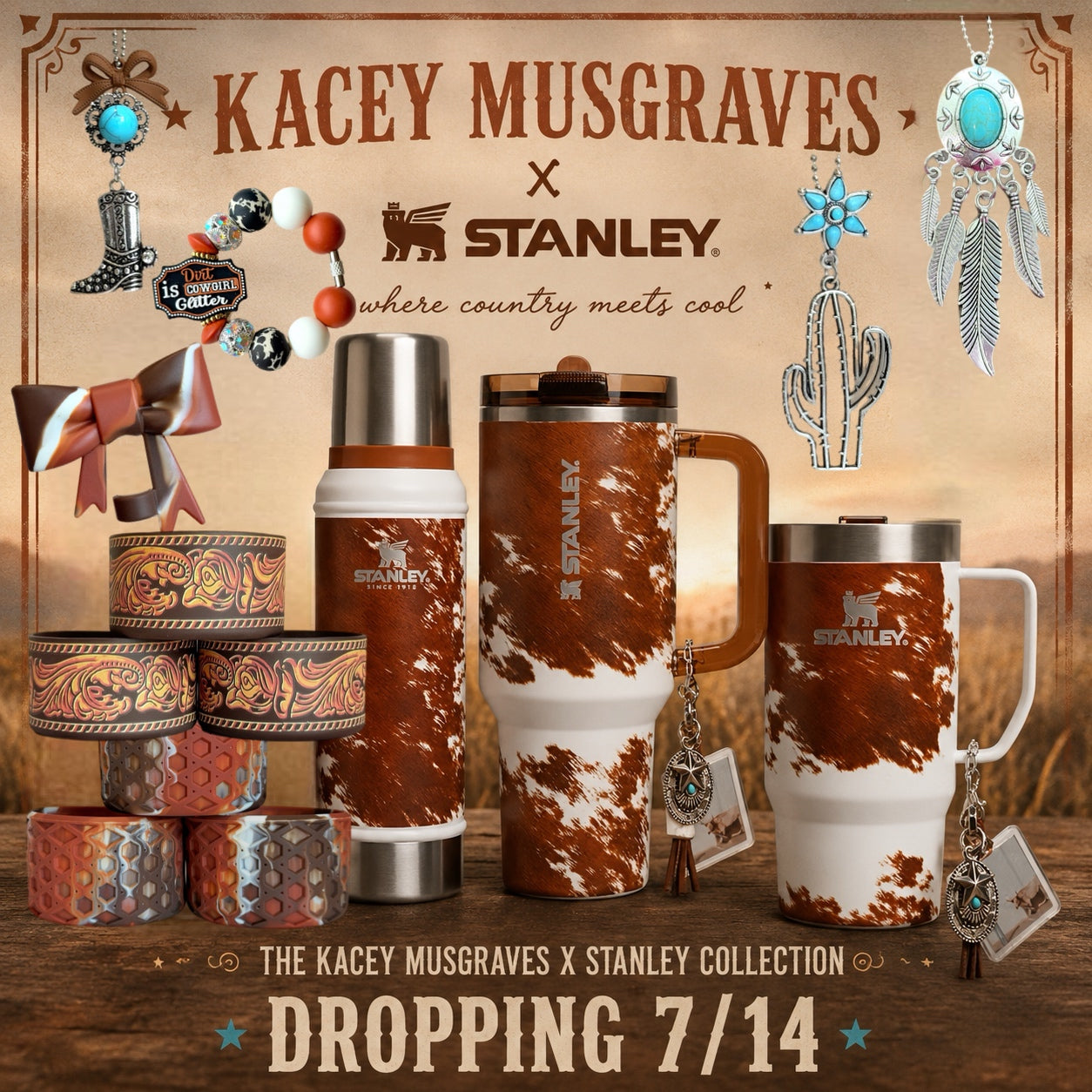 Kacey Musgraves Stanley Cowgirl Bow Charm - Tumbler Handle Charm