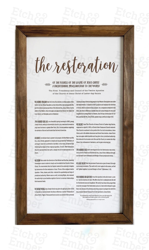 Lds Proclamation Signs - Free Shipping The Restoration / 14 X 24
