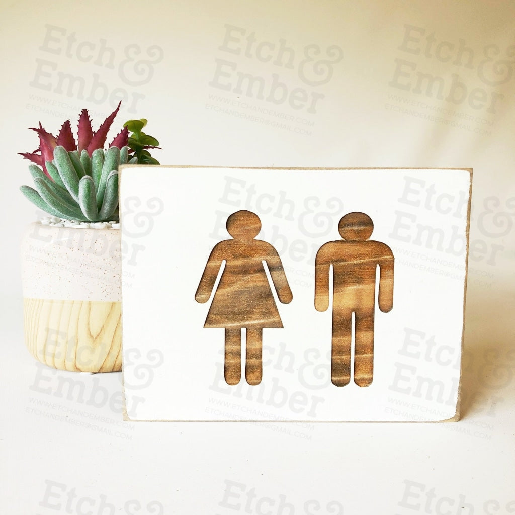 Men Women Bathroom Farmhouse Sign- Free Shipping Signs