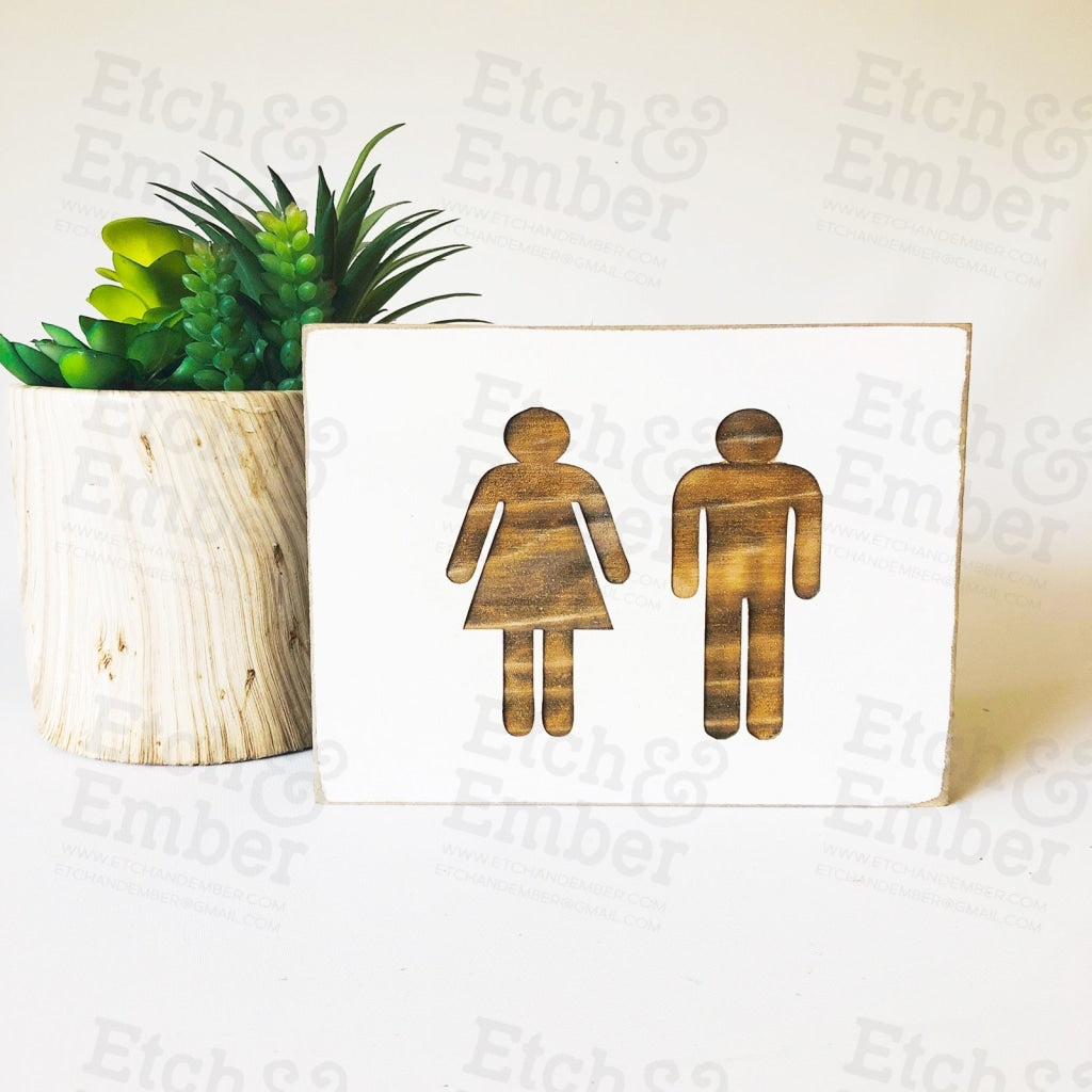 Men Women Bathroom Farmhouse Sign- Free Shipping Signs
