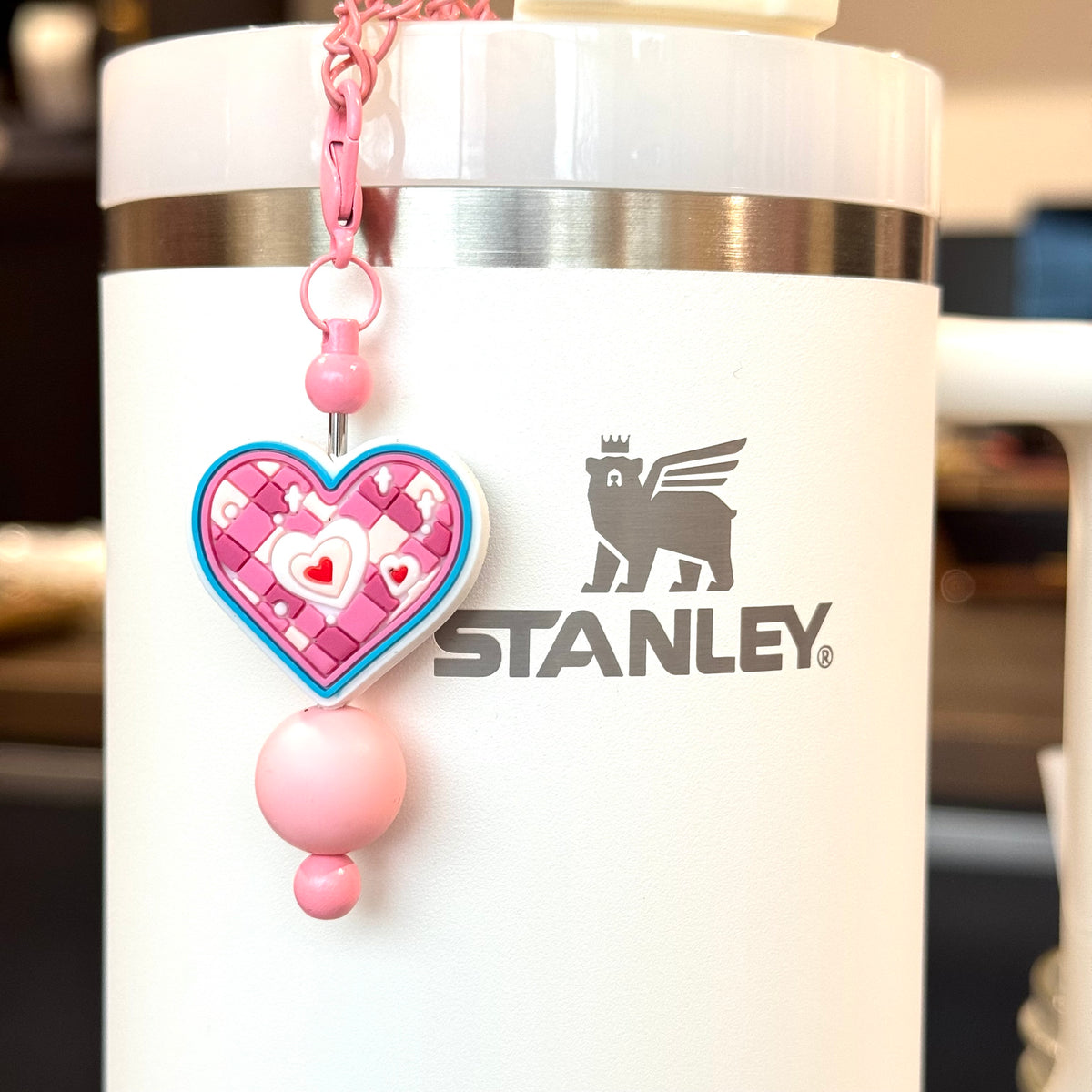 Patchwork Heart Bar Tumbler Handle Charm, view 2, fits Owala FreeSip