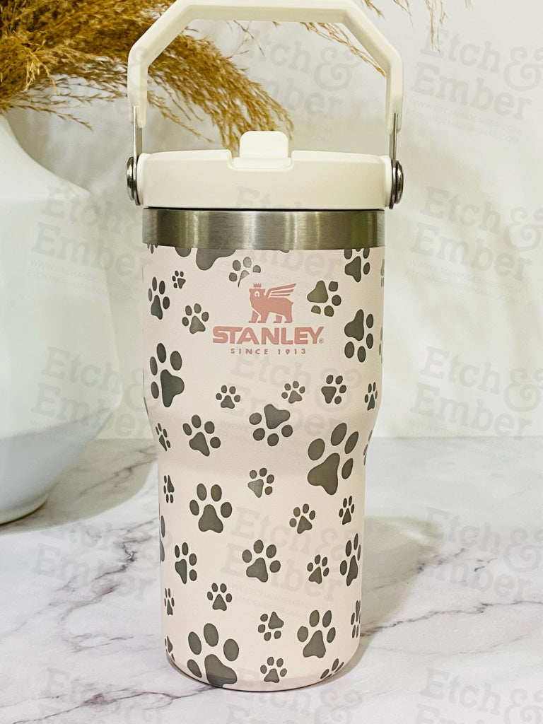 Paw Print Engraved Stanley 20 Oz Iceflow Flip Straw Tumbler Tumblers