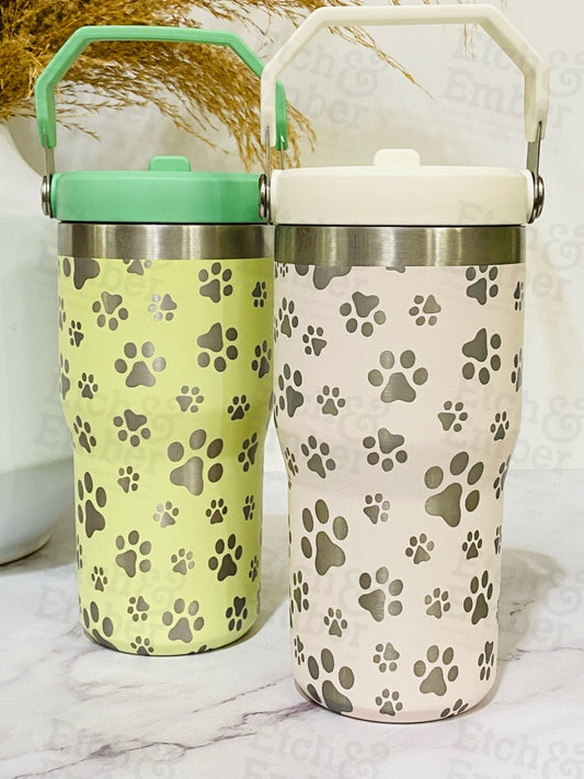 Paw Print Engraved Stanley 20 Oz Iceflow Flip Straw Tumbler Tumblers