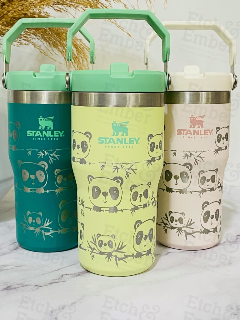 Peekaboo Panda Engraved Stanley 20 Oz Iceflow Flip Straw Tumbler Tumblers