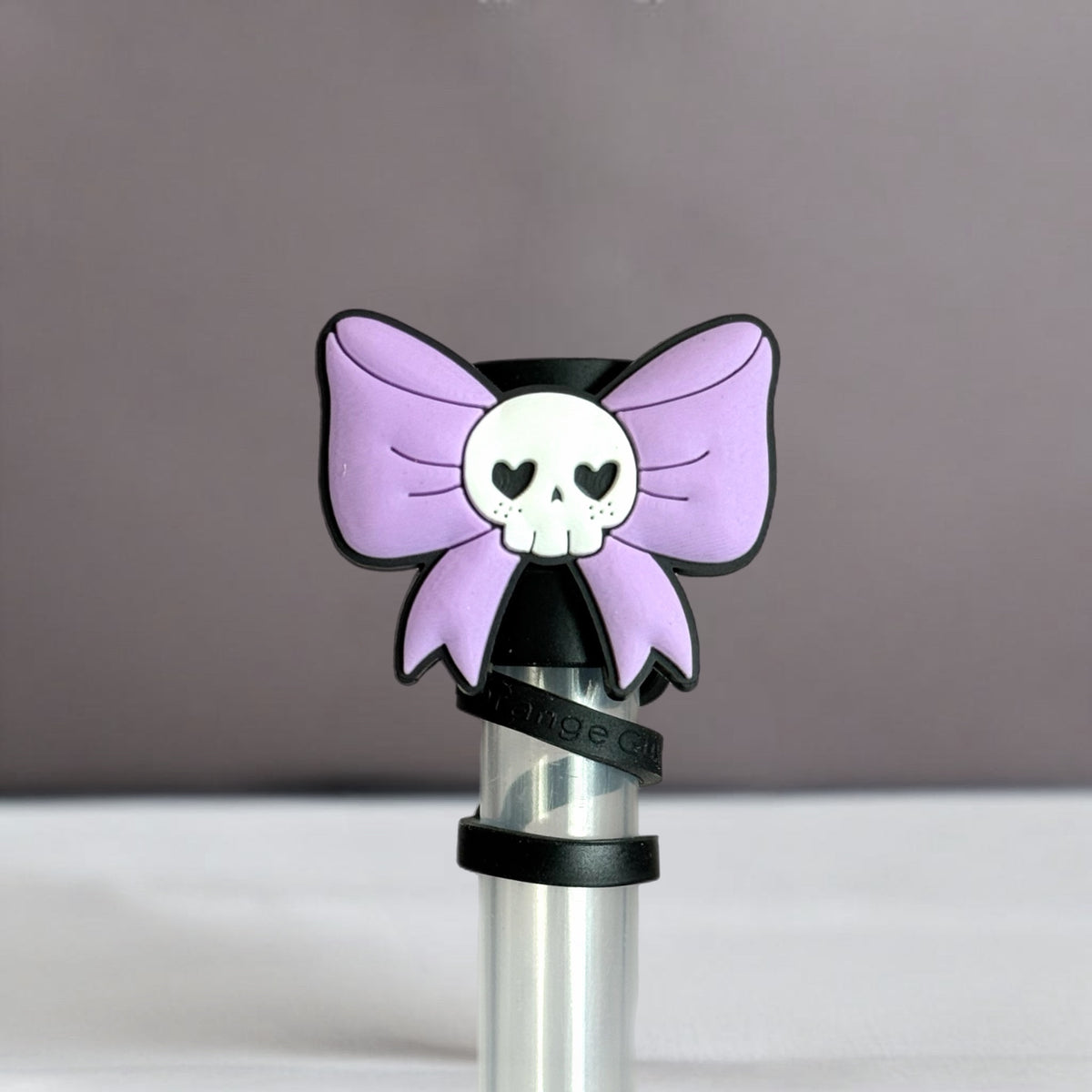 Purple Coquette Skull Straw Topper for HydroJug