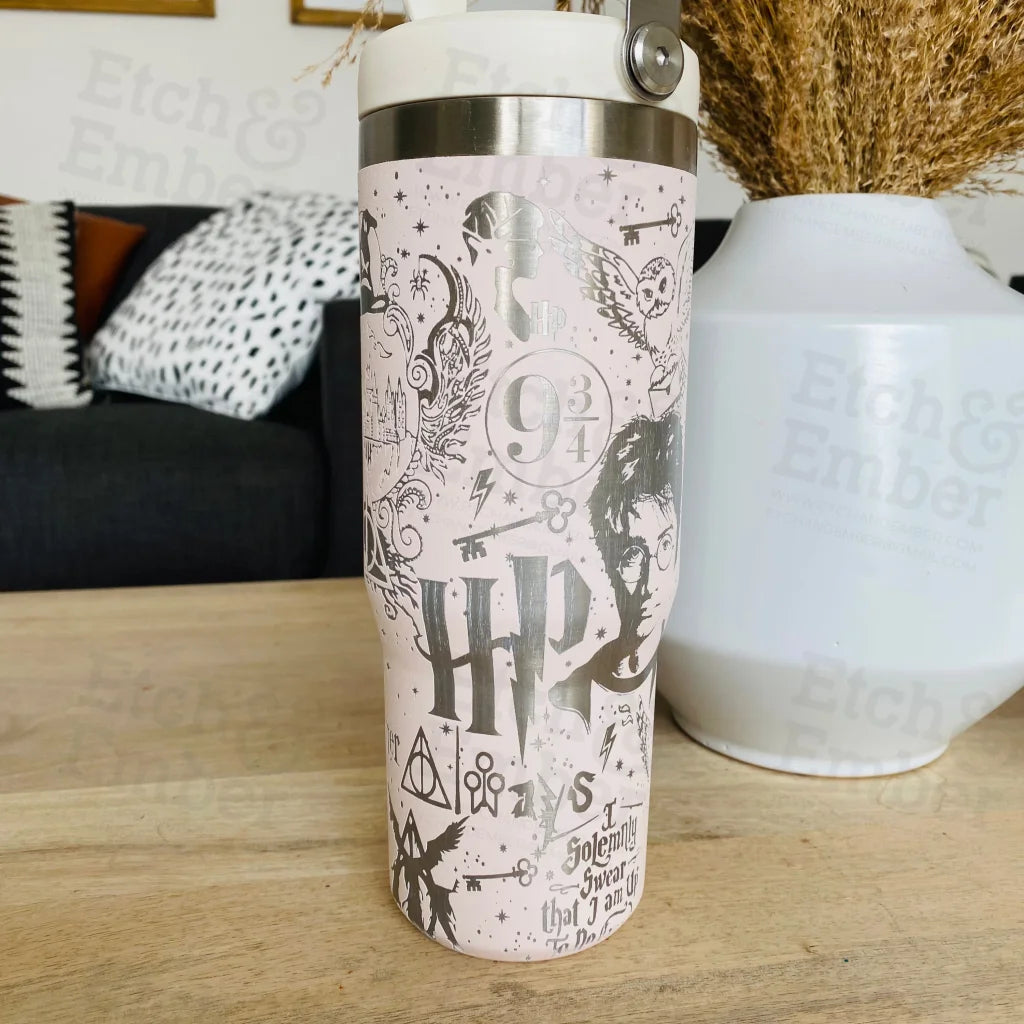 Rose Quartz Stanley Ice Flow 30Oz Engraved Tumbler Harry Potter