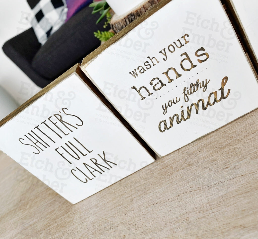 Set Of 5 Bathroom Signs - 4 Size- Free Shipping