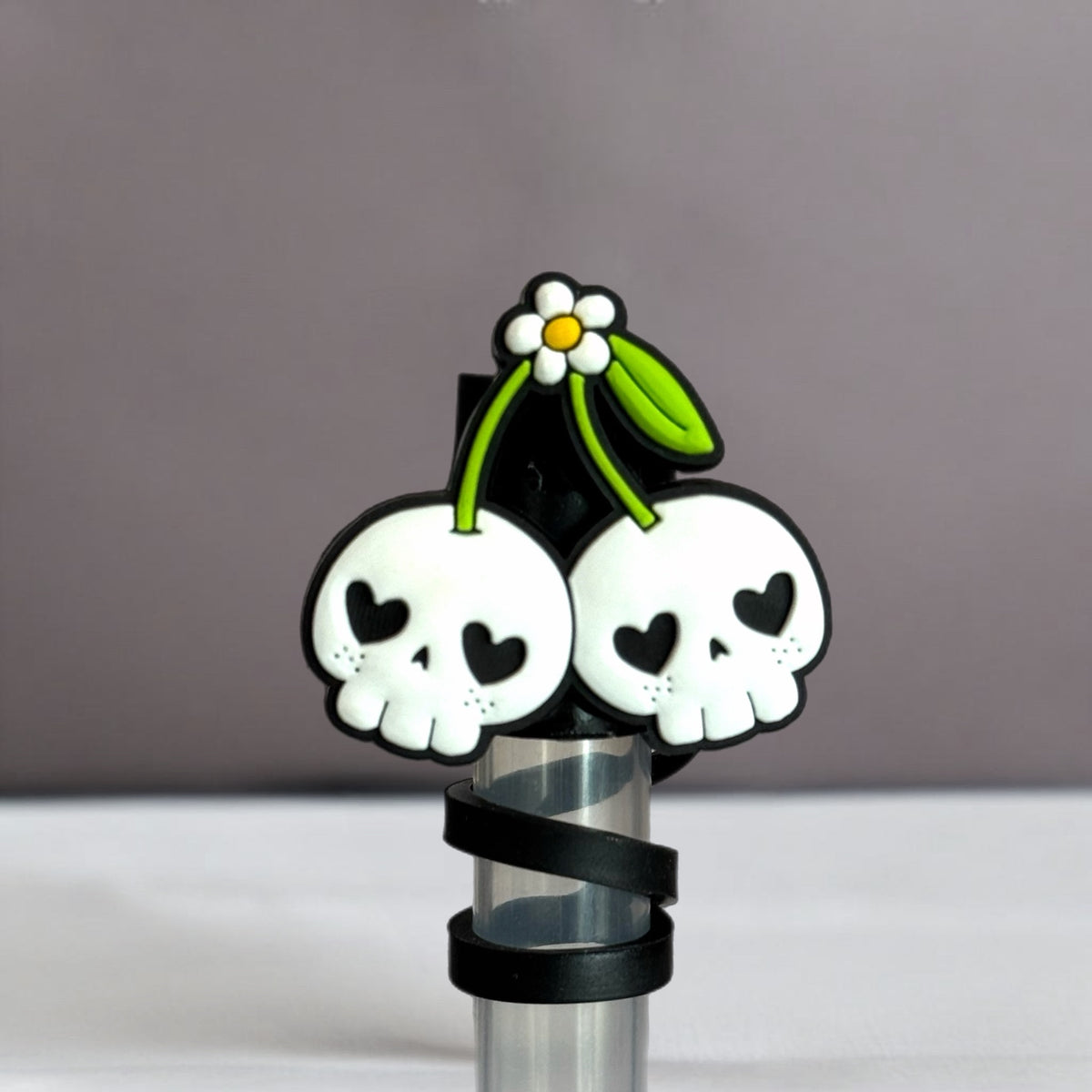 Skull Cherry Straw Topper for HydroJug
