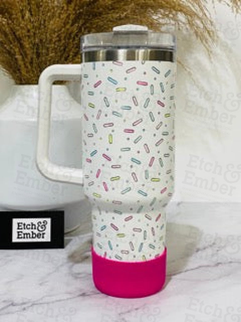 Sprinkles Custom With Surprise Coordinating Boot Engraved Stanley Adventure Quencher 40Oz Tumbler