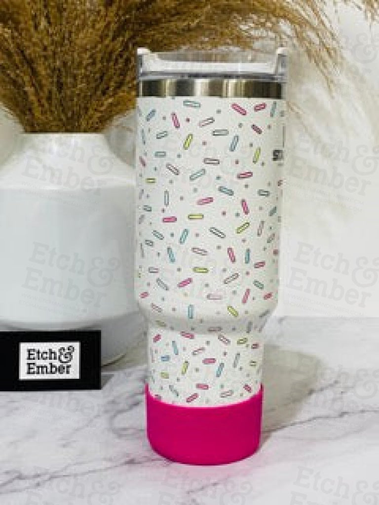 Sprinkles Custom With Surprise Coordinating Boot Engraved Stanley Adventure Quencher 40Oz Tumbler