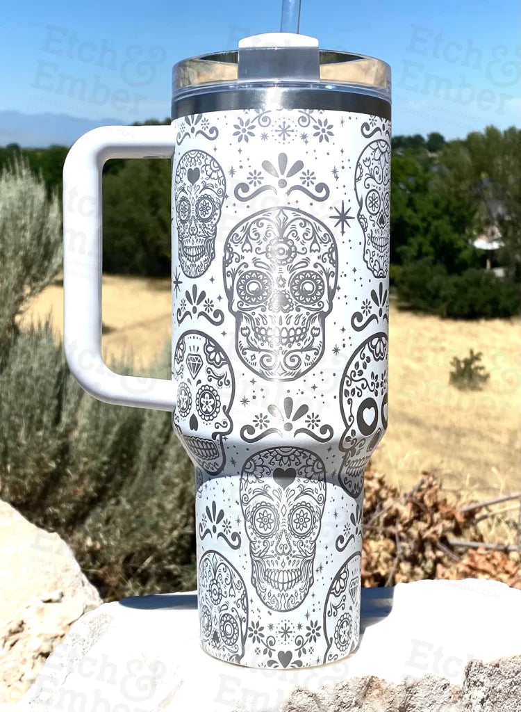 Sugar Skulls Stanley Adventure Quencher 40 Oz Tumbler Tumblers