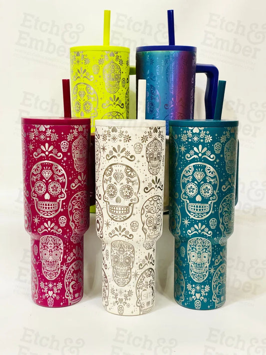 Sugar Skulls Trek Tumbler Adventure Quencher 40 Oz Tumbler Tumblers