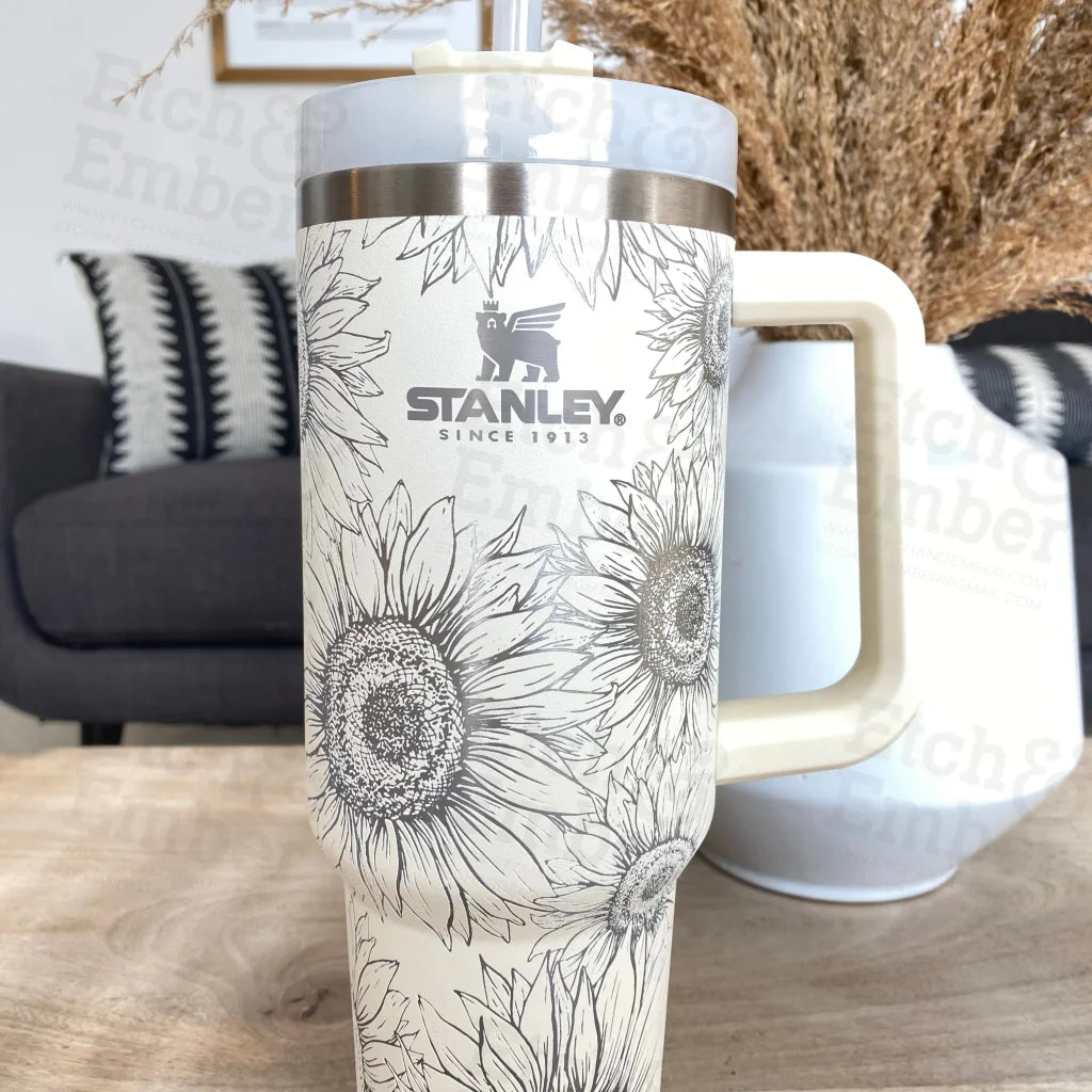 Sunflower Stanley Quencher 40oz, Stanley Mug, Engraved Tumbler