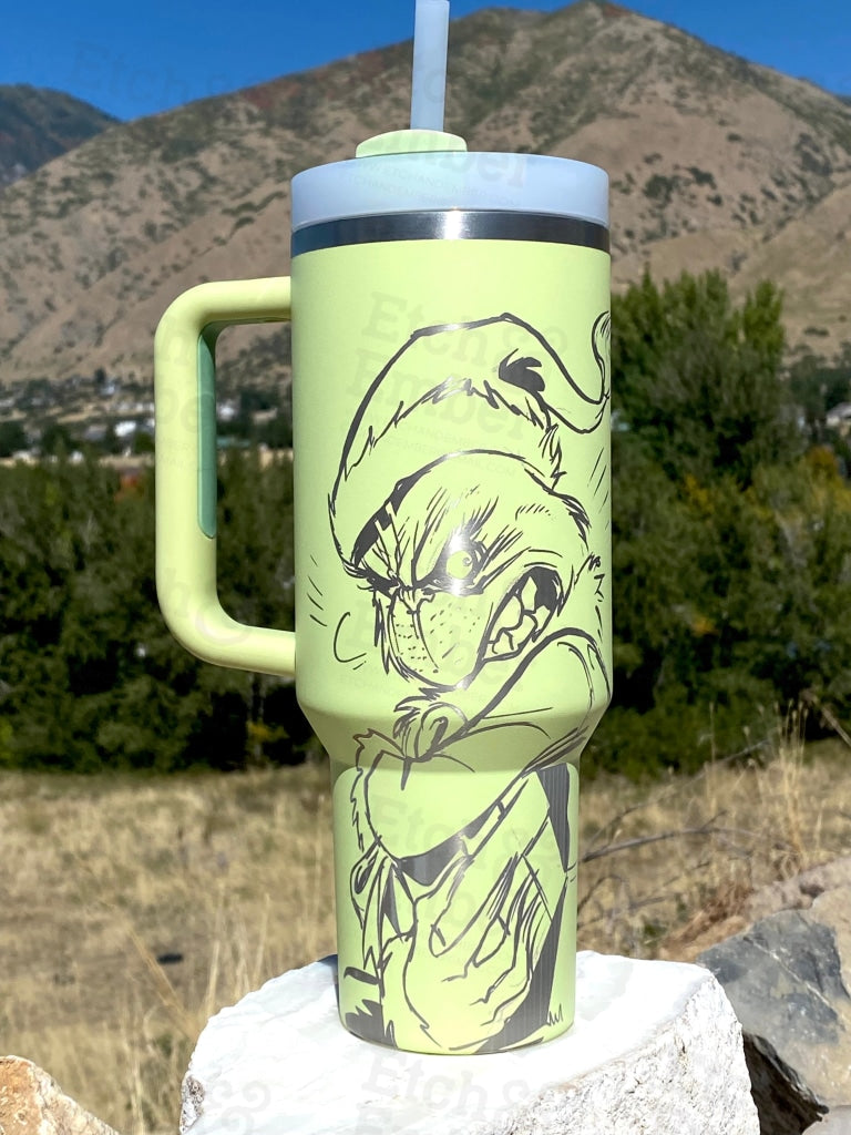 The Grinch Custom Stanley Adventure Quencher 40 Oz Tumbler/ Simple Modern Trek Tumblers