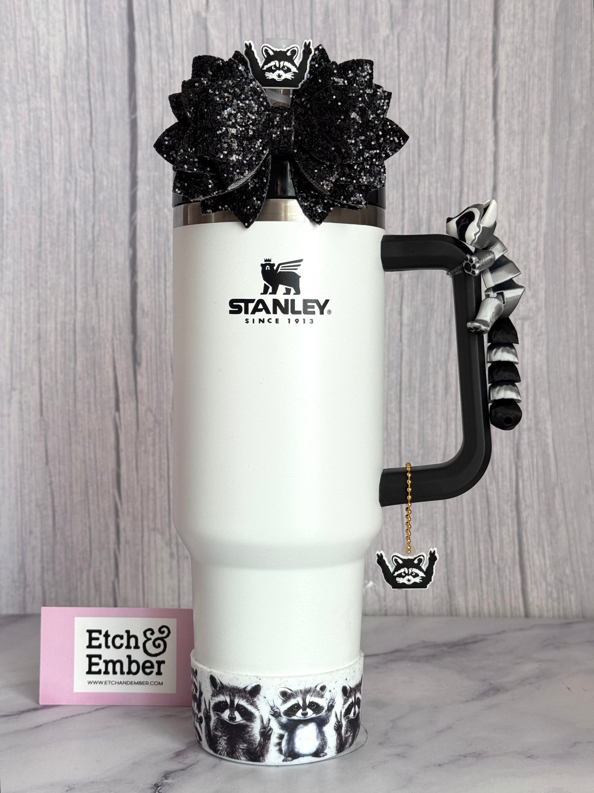 TRASH PANDA Raccoon Tumbler Handle Charm, view 2, fits Owala FreeSip