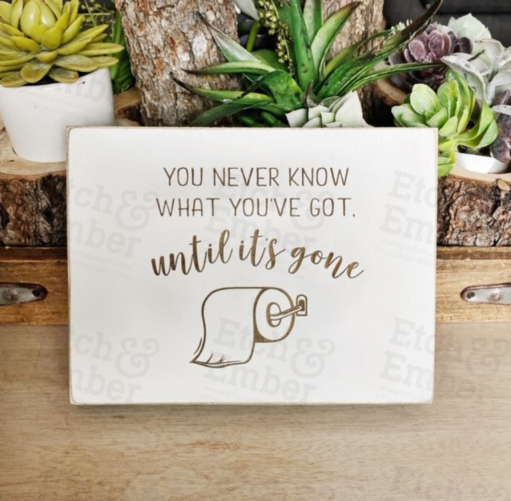 You Never Know What Youve Got Til Its Gone Bathroom Farmhouse Sign- Free Shipping Signs