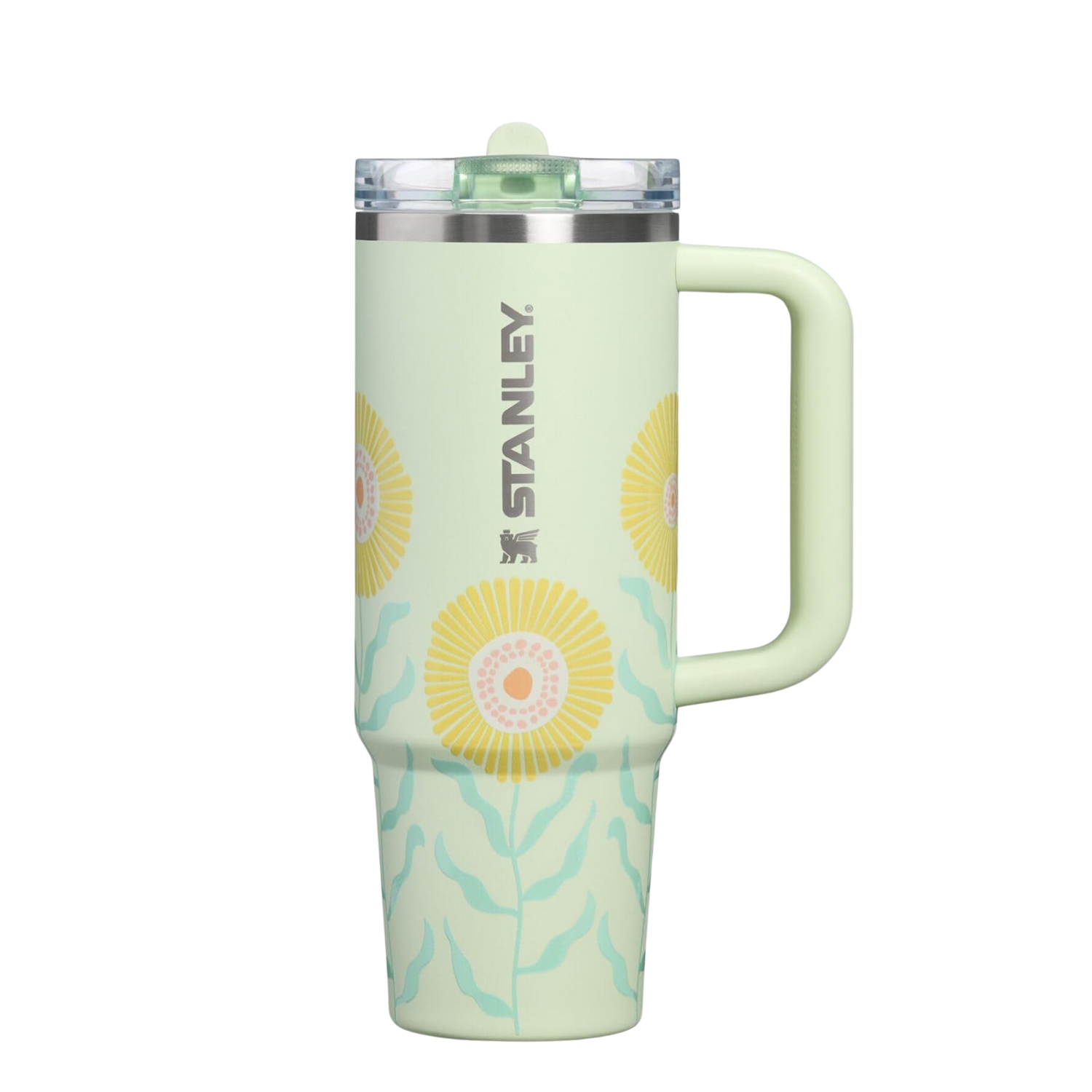 Stanley Honeydew Garden floral 40 oz Quencher with matching Etch & Ember silicone boot, tumbler charm, bow, bracelet and straw topper