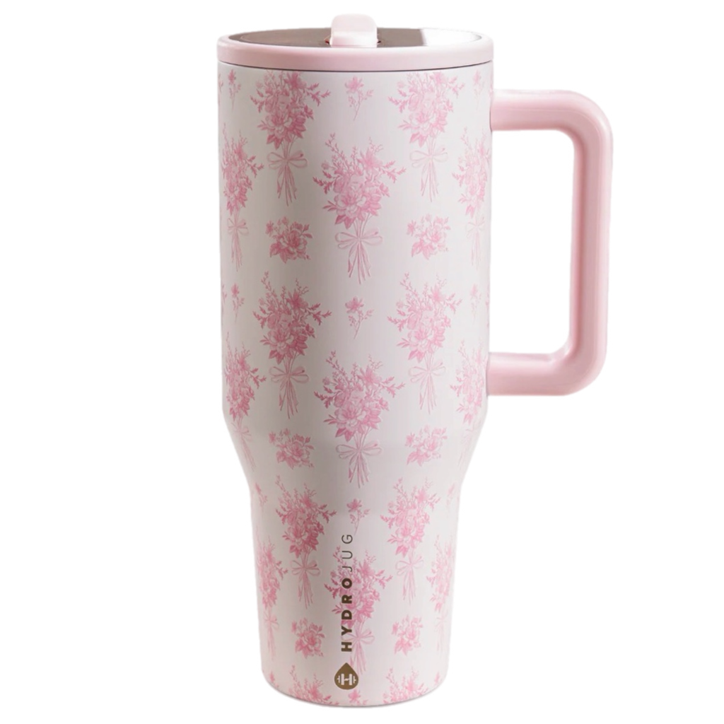 HydroJug Bouquet accessories styled with floral tumbler aesthetic