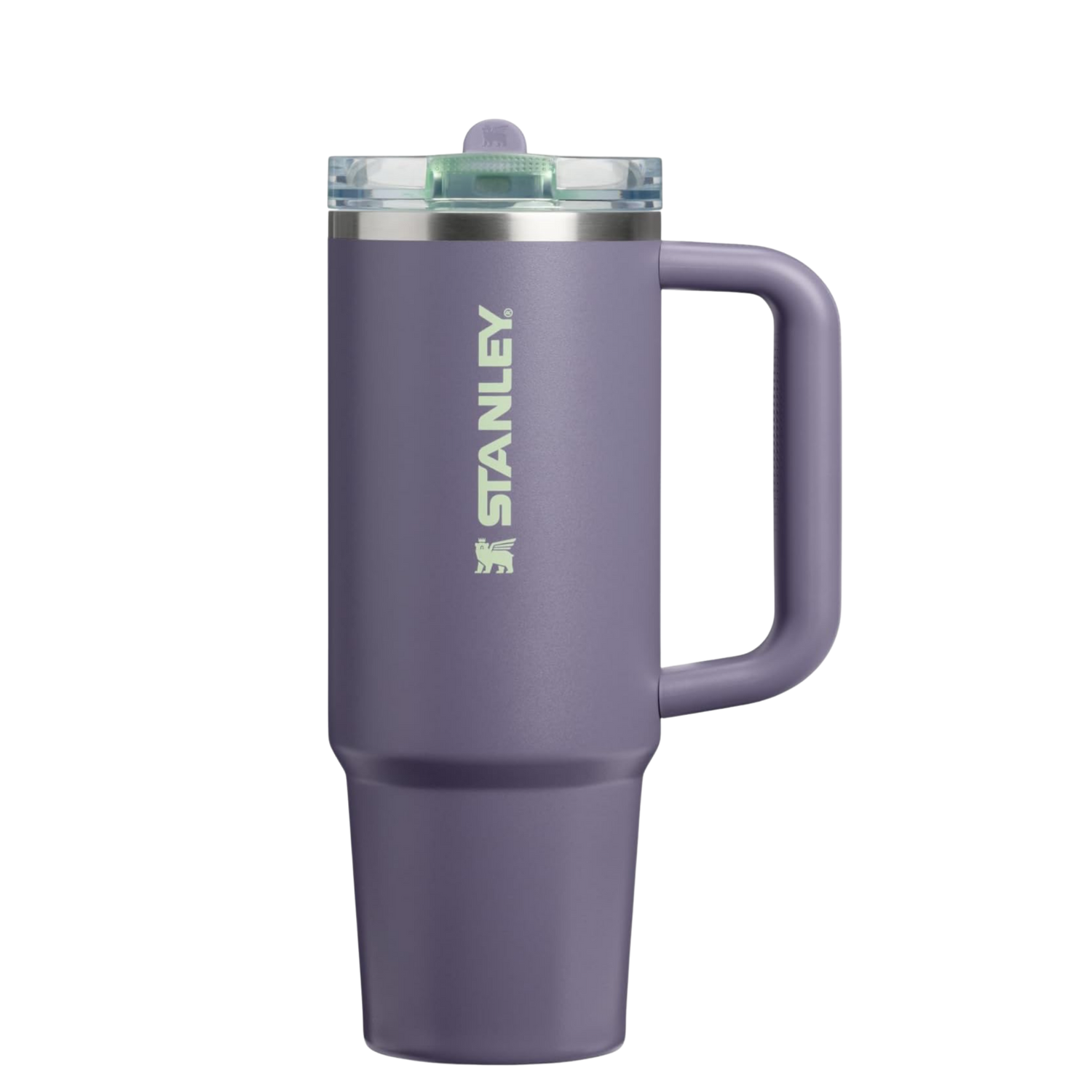 Stanley Purple Umbra 40 oz tumbler featuring coordinating silicone boot, tumbler charm, bow, bracelet and straw topper by Etch & Ember