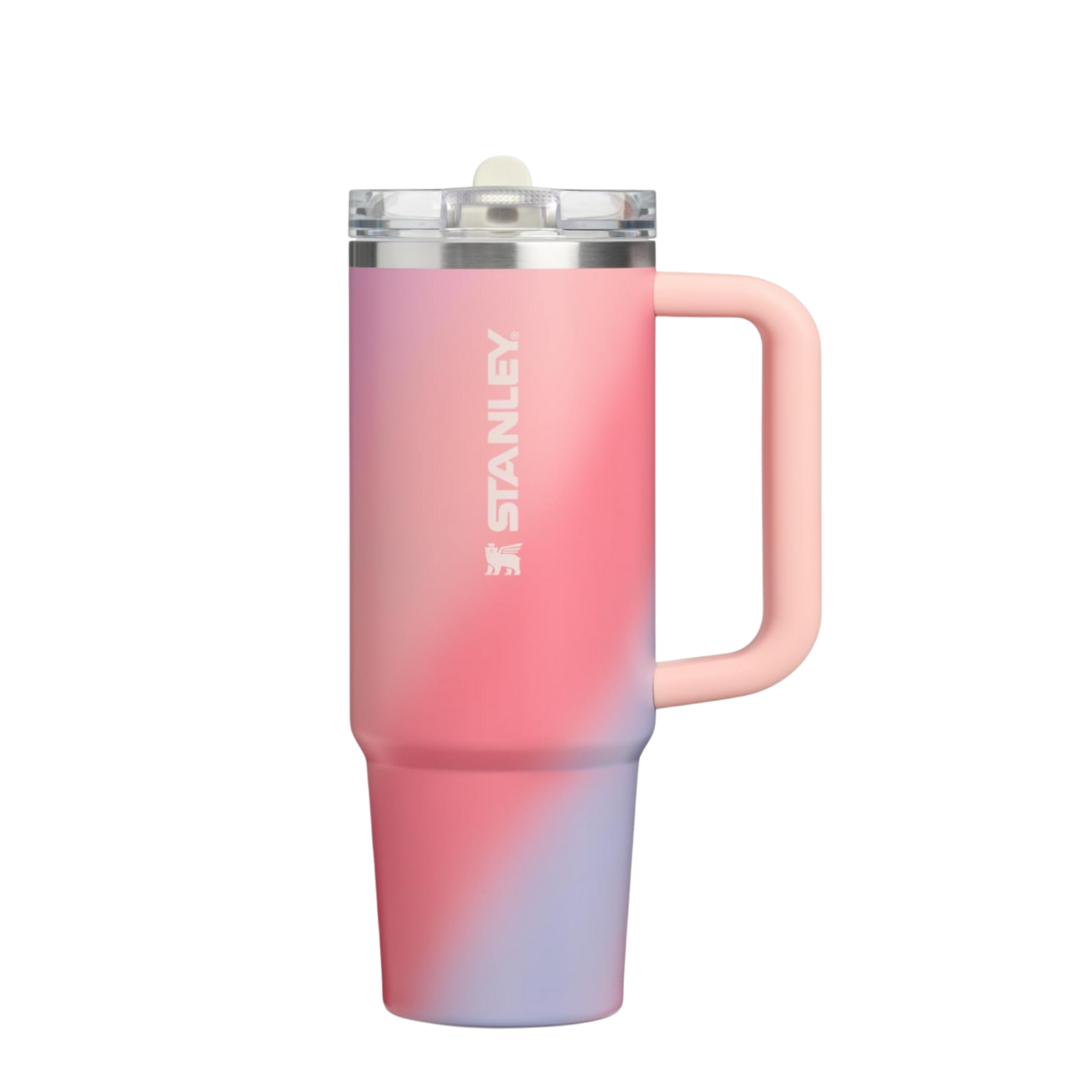 Stanley Sunset Spiral Quencher tumbler styled with matching silicone boot, tumbler charm, bow, bracelet and straw topper by Etch & Ember
