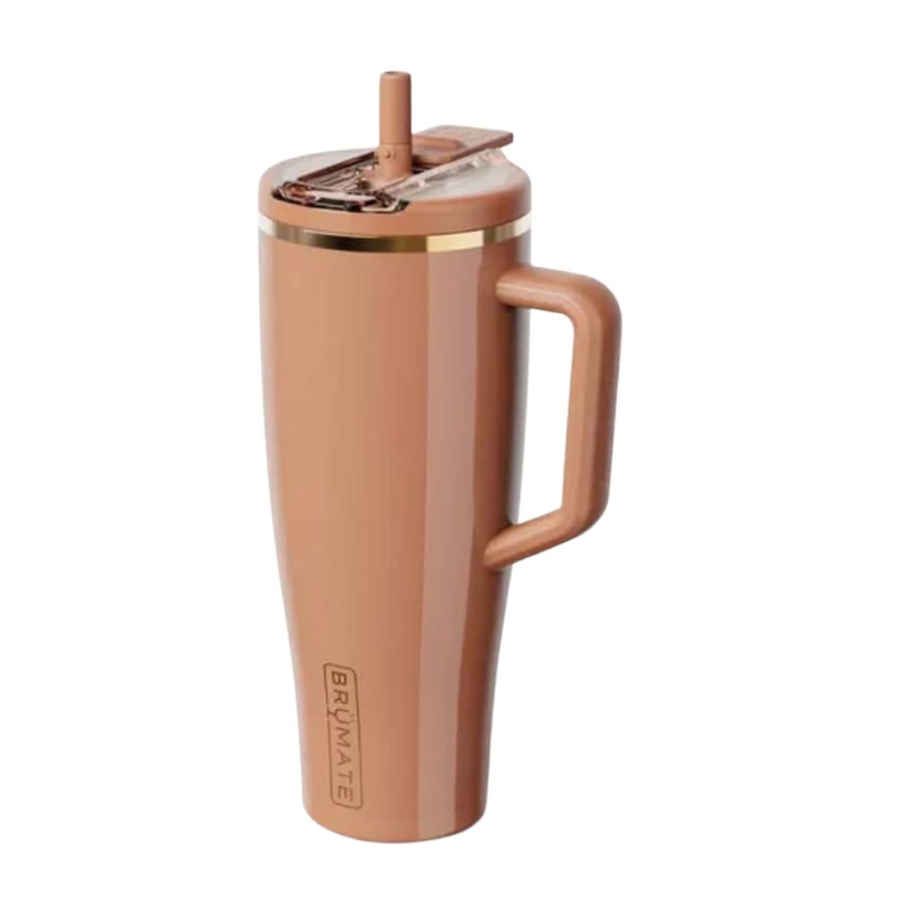 BrüMate Biscotti accessories with matching tumbler boots, straw toppers and neutral cup charms