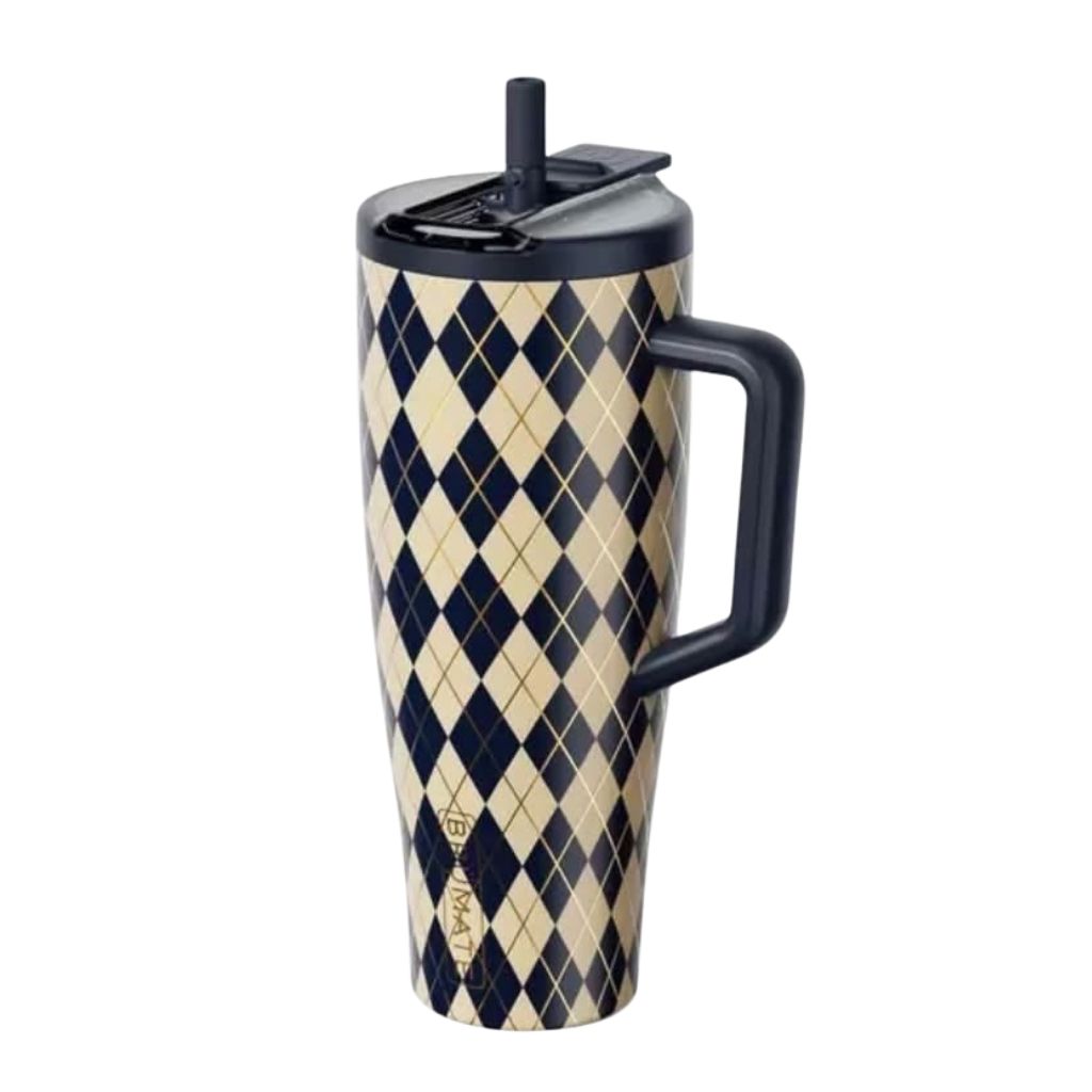 BrüMate Polo Club tumbler with coordinating tumbler accessories, boots, charms and toppers