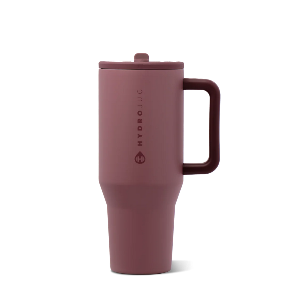 HydroJug Canyon Rose mauve Traveler styled with matching silicone boot, tumbler charm, bow, bracelet and straw topper accessories